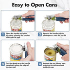 Can Opener Manual, COKORA Can Openers Hand Held with Comfort Anti-Slip Handles, Heavy Duty Stainless Steel Can Opener Smooth Edge and Bottle Openers, Easy Turn Can Openers for Seniors, Kitchen, Blue