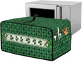 Shamrock Gnome Dog Print Toaster Oven Cover for St. Patrick's Day Decor, Checkered Pattern Microwave Cover for Kitchen Countertop Appliance Dust Protector Oven Accessories, Green, M