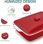 vancasso Blossom Casserole Dish With Lid, 1.9 Quart Casserole Dish for Oven, 12x7 Baking Pan with Handles, Casserole Baking Dish Lasagna Pan with Lid, Microwave, Dishwasher Safe, Red