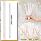 Amyhill 4000 Pcs Individually Wrapped Wooden Coffee Stirrers, Disposable Coffee Stir Sticks Round End Sticks Bulk Wood Stirrers for Cocktail Hot Drinks Restaurant Bar Home Office (5.5 Inch)