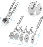 5-Wheel Professional Pastry Cutter - Stainless Steel Pizza & Dough Tool, Multi-Use Kitchen Utensil for Baking, Lattice Cutting, Cookie Dividing - Heavy Duty Pastry Wheel with Ergonomic Handle