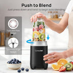 Consciot CB10 11Pcs Personal and Countertop Blender Combo, Make Shakes and Smoothies, Frozen Drinks, Baby Food, Spreads & More, 3 Portable BPA Free To-Go Cups, 2 Spout-Lids & 1 Flat-Lid, 900 Peak Watt