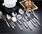 Berglander Cooking Utensil Set 13 Piece Stainless Steel Kitchen Tool Set with Holder, Include Cooking Spoon, Spatula, Whisk, Cooking Tong and etc. (13 Pieces)
