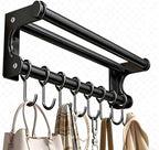 Hanging Wall Mount Knife Wall Mount,Kitchen Utensil Hanger,Space-Saving Kitchen Utensil Rack with Hooks,Kitchen Storage Shelf for Utensils Spatula Spoon, Easy to Clean (Black, 50CM+10Hook)
