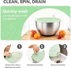 Stainless Steel Salad Spinner,Lettuce Spinner with Non-Slip Base,Vegetables Wash Bowl,Egg Yolk Strainer Slicer Shredder,A Variety of Blades Make it Easy to Chop, BPA Free,Dishwasher Safe.