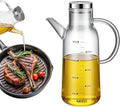GEDO Borosilicate Glass Oil Dispenser, Eagle Beak Drip-Free Spout with Airtight Stainless Steel Lid, Measurement Markings & Ergonomic Handle, Multi-Purpose for Kitchen & Outdoor Picnic (0.79QT/750ml)
