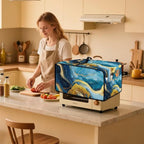 Marble Print Toaster Oven Dust Cover for Kitchen Counter, Heavy Duty Heat-resistant Microwave Oven Protective Cover Air Fryer Covers, Blue & Gold (Large-18.5 * 22.5 * 12.99 inches)