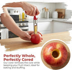 2 Pack Apple Corer Tool, Stainless Steel Apple Core Remover with Serrated Coring Head, Easy Push Core Release, Comfort Non-Slip Handle for Apples, Pears, Bell Peppers