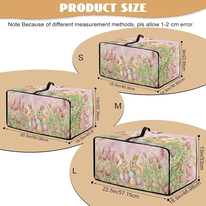 Easter Egg Bunny Tulip Print Toaster Oven Cover for Easter Decor, Dust-proof Case for Air Fryer, Heat-resistant Kitchen Countertop Appliance Protector, (Medium-16.1*19.71*10 inches)