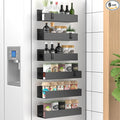 HuggieGems 6 Pack Magnetic Spice Storage Rack Organizer for Refrigerator and Oven, Matt Black Fridge Organizers and Storage