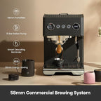 Gemilai G3028A Espresso Machine, 15 Bar Professional Coffee Maker with Adjustable Pressure & Automatic Milk Frother, Dual PID & 550ml Boiler, 57oz Tank, Stainless Steel for Cappuccino, Latte Grey