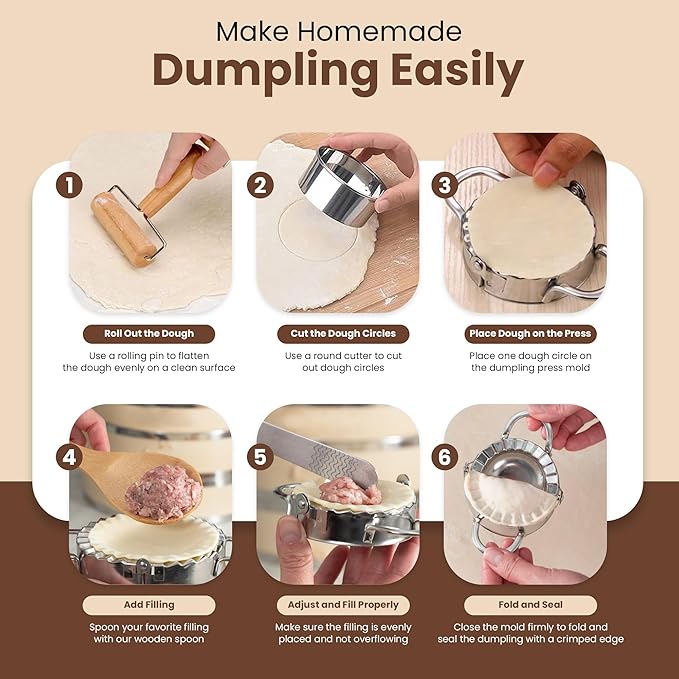 UPGRADED Bamboo Steamer Basket 10-Inch 2-Tier with handle|1x Stainless Steel Ring|2x Chopsticks|50x Perforated Liners|1x Sauce bowl| Easy to clean|Dumpling Steamer Baskets for Cooking Rice & Vegetable (Full Set [10-Inch] with Dumpling Tools)