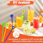 200Pcs Cocktail Swizzle Sticks, 7 Inches Disposible Plastic Drink Stirrers with Disc Top Colorful Drinks Bar Mixing Rod for Coffee Milk Cocktail Whiskey Beverage (Colorful)