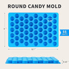 Puyeipt 4 PCS Silicone Gummy Candy Molds, 55 Cavities Non-Stick Round Molds for Small Hard Candies, Chocolates, Caramels, Jello, Fruit Snacks