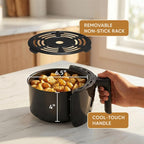 Elite Gourmet EAF2612D Personal 2.1Qt Compact Space Saving Programmable Hot Air Fryer, Oil-Less Healthy Cooker, Timer & Temperature Controls, 1000W, Black
