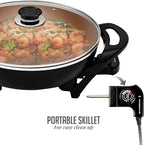 OVENTE Electric Wok with Nonstick Coating, 13 Inch Family-Sized Skillet, 1400W Power, Adjustable Temperature, Tempered Glass Lid, Cool Touch Handles and Easy to Clean Frying Surface, Copper SK3113CO