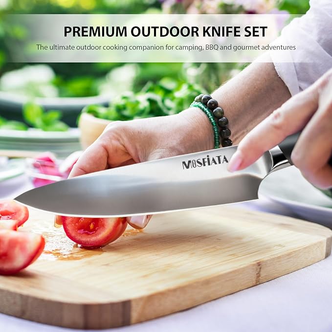 MOSFiATA Chef Knife Sets with Carry case Bag, 19 Pieces Professional Knife Set with Knife Sharpening Rod, High Carbon Stainless Steel Kitchen Chef Knives Set，Dishwasher Safe, For Outdoor