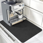Findosom Dish Drying Mat, 12"x 20" Super Absorbent & Hide Stain Coffee Mat, Cuttable Drying Mat for Kitchen Counter, Coffee Bar Accessories, Under Dish Rack, Coffee Maker, Espresso Machine, Black-2