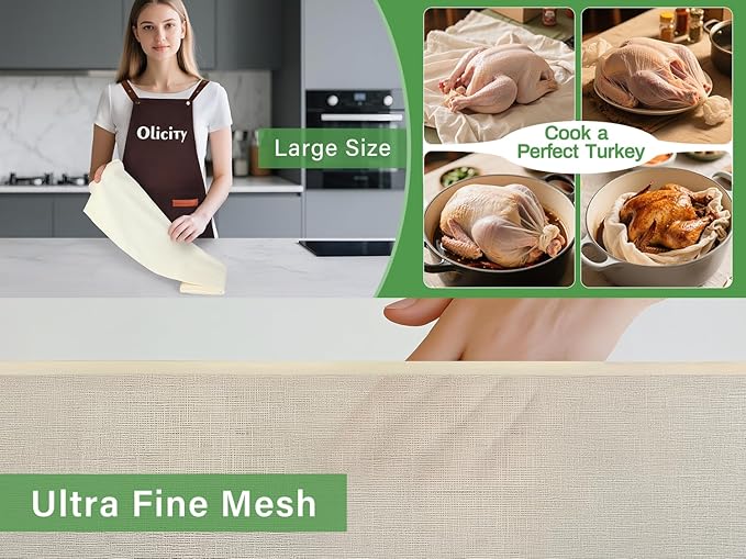 Olicity Cheese Cloths, Grade 100, 36x36Inch, Reusable Cheese Cloth with Closed Edges Fabric Fine Mesh Cloth, Unbleached Cotton Muslin Cheesecloth for Straining, Cooking, Yogurt, Herbs,Crafts - 9 Sq.Ft
