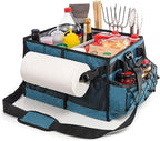 Lorbro Grill Caddy, BBQ Caddy with Paper Towel Holder, Portable Picnic Basket for Utensil and Condiment, Barbecue Grilling Tool Accessories Storage Organizer for Outdoor Griddle, Tailgate, Camping, RV