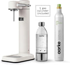 Aarke Carbonator lll with CO2 Cylinder, Sparkling & Carbonation Water Machine, Stainless Steel with PET BPA-Free Reusable Bottle Volume 1L/34 fl oz (Matte White)