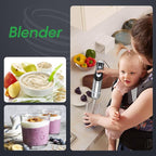 FRESKO Immersion Blender Handheld, 4-in-1 Stainless Steel Hand Electric Stick Mixer with 12-Speeds & Turbo Mode, Powerful 500W Emulsion Blender with Beaker, Chopper & Whisk