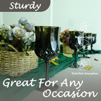 Plastic Wine Glasses, Plastic Goblets Vintage Style Cordial Unbreakable Drinking Glasses, Reusable Drinkware for Wedding Reception, Grand Event Party Supplies (24, Black)
