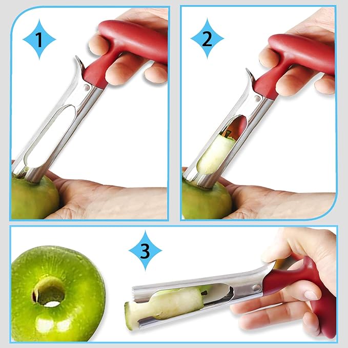 Apple Cutter Slicer & Corer Kit - 12-Blade Apple Slicer & Corer, Includes 3 Premium Stainless Steel Fruit Forks