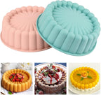 HUAKENER 2 Pcs Charlotte Cake Pan, 8 Inch Round Cake Pan, Nonstick Silicone Cake Molds for Cheese Cake, Chocolate Cake, Rainbow Cakes, Strawberry Shortcake, Brownie Tart Pie, Bule and Pink
