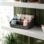 Umbra Bellwood Packet Organizer, Divided Tray for Pantry Ingredients and Other Small Items, Made of Durable Plastic and Wood, Walnut/Black
