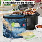 Blue Marble Electric Pressure Cooker Insulation Handbag Keep Appliance Clean Electric Pressure Cooker Bag with Accessories Pockets