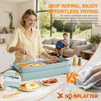 Cleansnap Everyday Electric Griddle,The Ultimate Gift for Family Feasts - 20” Nonstick Grill with Foldable Anti-Mess Shield, Rapid 1700W Heat & PPG Ceramic Coating, Dishwasher Safe, Saga Blue