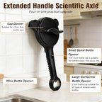4 in 1 Multi-Purpose Jar Opener,Adjustable Stainless Steel Jar Opener,Multi-Functional Retractable Jar & Bottle Openers,Multi Size Lid Tool for Jars Cans Wine Bottles,Home Kitchen Helper(Black)