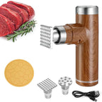 Electric Meat Tenderizer Tool, Cordless Kitchen Tenderizer, Stainless Steel Mallet, Brown (N-08)