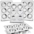 P&P CHEF Muffin Pan Cupcake Baking Pan Set, Stainless Steel Muffin Tin Tray for Mini Cake Tart Quiche, Oven & Dishwasher Safe, Non-toxic & Heavy-duty, (6 Cup, 4Pcs)