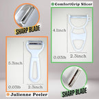 Japanese Julienne Peeler Vegetable Peeler Set - Julienne Slicer, Y Carrot/Zucchini/Cucumber/Potato Peelers, Vegetable Ribbon Slicer, Veggie Hand Peelers for Kitchen, Digital Recipe Book, Made in Japan