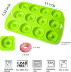 Silicone Donut Baking Pans, 12 Holes Mini Donut Mold for Baking Keto Bagels, Tasty Donuts in Party and Festival, Set of 2