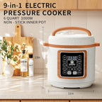 6 Quart Electric Pressure Cooker, 9-in-1 Stainless Steel Multi Cooker Pot, Rice Cooker, Slow Cooker, Food Pressure Cooker with Safety Lock, Auto Release, Delay Timer, Intelligent Presets