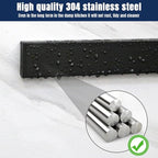 Dmore magnetic knife holder for wall—with 3 hooks, No Drilling 16 Inch black knife magnetic strip, Powerful knife magnet rack, include Adhesive Tape and screws for Knives, Utensils, and Tools