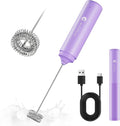 Rechargeable Milk Frother Handheld, 2-IN-1 Dual Spring Whisk Electric Frother Wand for Cappuccino Latte Macchiato, Portable Drink Mixer for Coffee, Matcha, Hot Chocolate