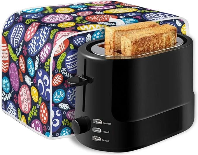 JEOCODY Easter Toaster Cover Egg Print Toaster Covers 2 Slice Wide Slot Dustproof Fingerprint Protectors and Greasy Protection Anti-sputtering Machine Washable Women Gift