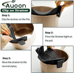 AUOON Clip on Strainer for Pots and Pans - Silicone Food Strainer for Draining Pasta, Spaghetti, Noodles, Fruits, Vegetables, Grease, Ground Beef (Blue Velvet)