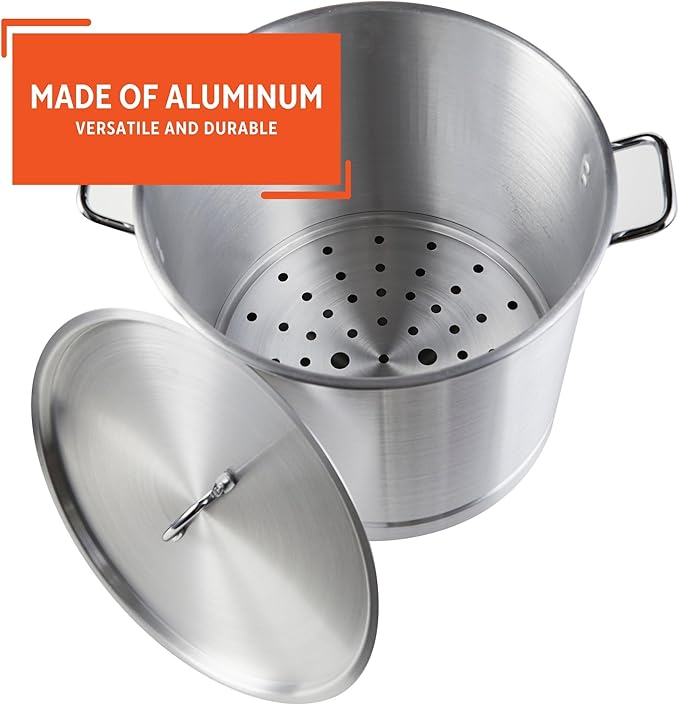 IMUSA Aluminum Steamer Dual Piece Set, 28Qt and 10Qt, Silver