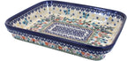 Blue Rose Polish Pottery - Blue Garden of Eden Small Rectangular Baker - 10.25" x 8" - Unique, Dishwasher Safe, & Durable Bakeware