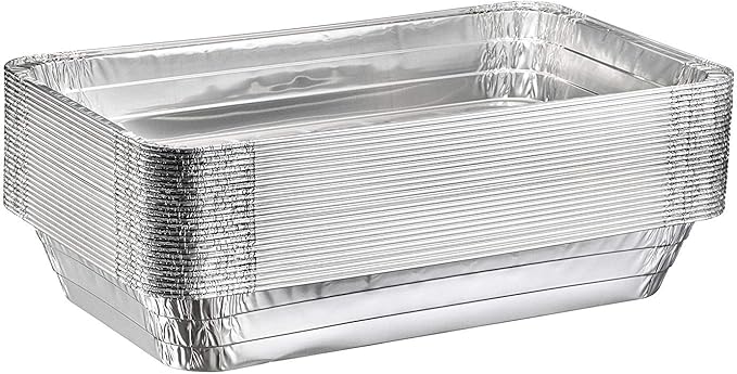(40 Count) Full Size Deep Steam Table Pans With Lids | Foil Pans with Lids | Disposable Food Containers for Baking, Freezing, and Storage (21” x 13” x 3”)