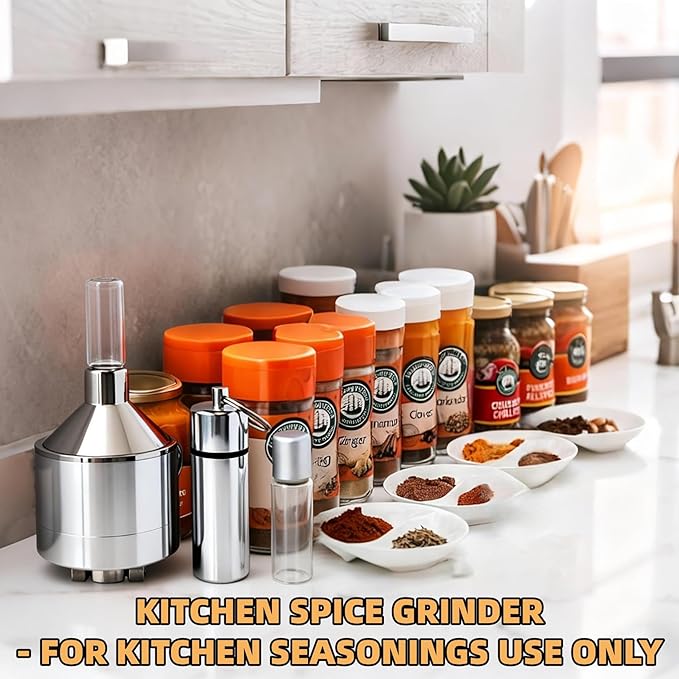 Silver Spice Grinder - Manual Spice Grinder for Home Kitchen Use