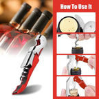 6 Pieces wine key wine opener Professional Waiter Corkscrews Stainless bottle opener Fold Serrated Foil Cutter Key for Family, Company Party,Bars,Restaurants(red)