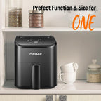 DEIME Air Fryer, Small Digital 3 Qt Airfryer Space Saving Compact, Bake, Reheat, Roasts for Quick Easy Meals, Mini Compact & Quiet, Nonstick & Dishwasher Safe Basket (Black+TR)