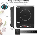 VBGK Single Burner Induction Cooktop,1800W Portable Induction Cooktop,110V Hot Plate with LCD Sensor Touch, 7 Temp Levels up to 518°F, Safety Lock, 4-Hour Timer, 9 Heat-Resistant Cooking
