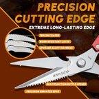 Huusk Kitchen Scissors Set Red - Japanese Kitchen Shears, Heavy Duty Poultry Shears, Sharp Meat Scissors for Food, Chicken Bones, and Turkey, Christmas Gifts for Women Men